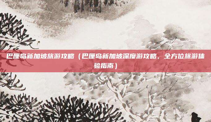 巴厘岛新加坡旅游攻略（巴厘岛新加坡深度游攻略，全方位旅游体验指南）