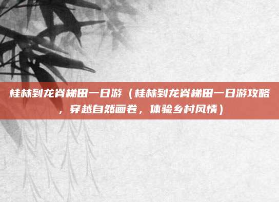 桂林到龙脊梯田一日游(桂林到龙脊梯田一日游攻略,穿越自然画卷,体验乡村风情)
