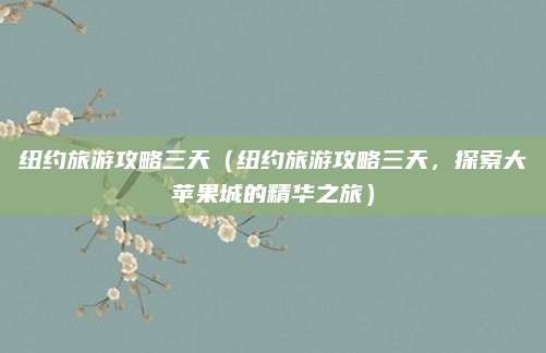 纽约旅游攻略三天(纽约旅游攻略三天,探索大苹果城的精华之旅)
