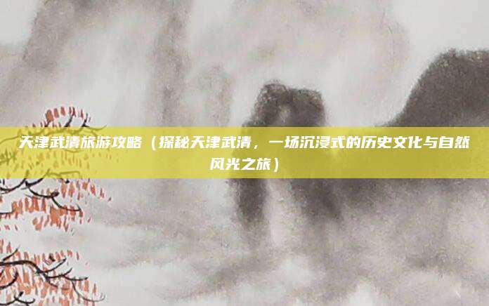 天津武清旅游攻略(探秘天津武清,一场沉浸式的历史文化与自然风光之旅)