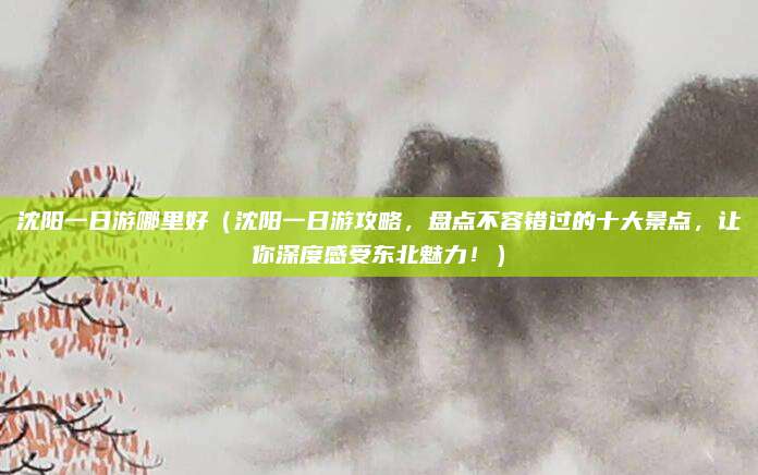 沈阳一日游哪里好(沈阳一日游攻略,盘点不容错过的十大景点,让你深度感受东北魅力!)