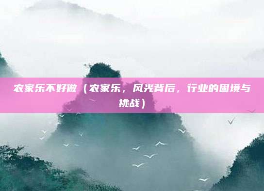 农家乐不好做(农家乐,风光背后,行业的困境与挑战)