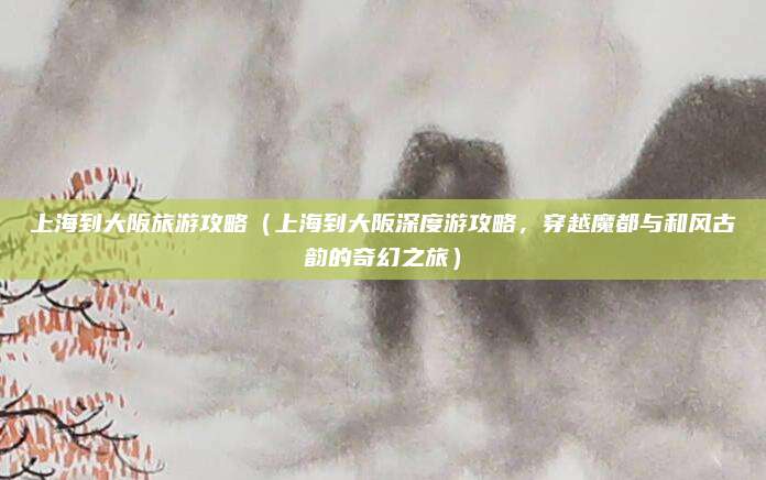 上海到大阪旅游攻略(上海到大阪深度游攻略,穿越魔都与和风古韵的奇幻之旅)
