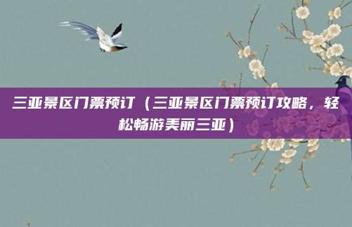 三亚景区门票预订（三亚景区门票预订攻略，轻松畅游美丽三亚）