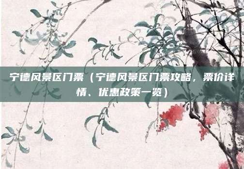 宁德风景区门票(宁德风景区门票攻略,票价详情、优惠政策一览)