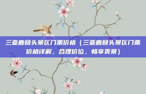 三亚鹿回头景区门票价格(三亚鹿回头景区门票价格详解,合理价位,畅享美景)