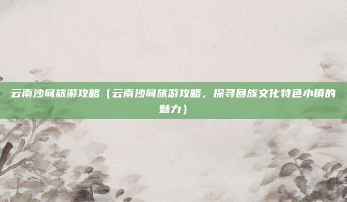 云南沙甸旅游攻略(云南沙甸旅游攻略,探寻回族文化特色小镇的魅力)