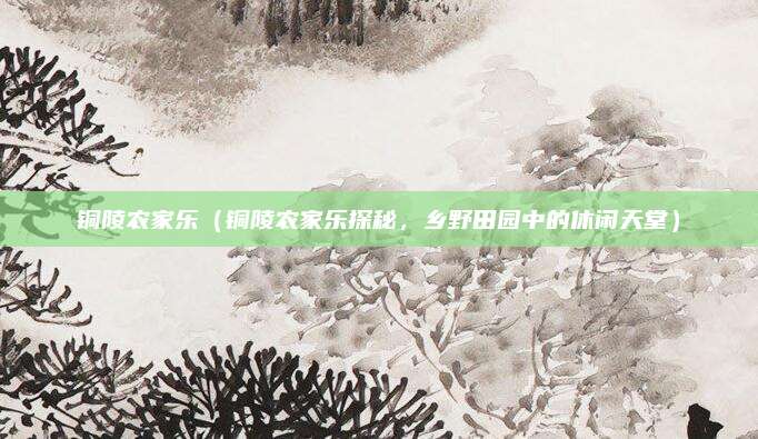 铜陵农家乐(铜陵农家乐探秘,乡野田园中的休闲天堂)