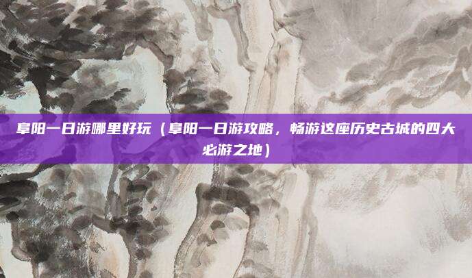 阜阳一日游哪里好玩(阜阳一日游攻略,畅游这座历史古城的四大必游之地)
