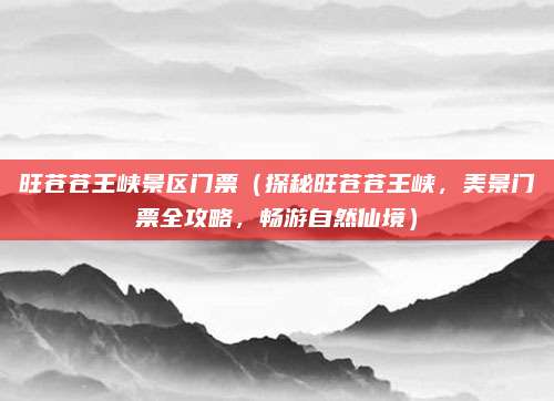 旺苍苍王峡景区门票（探秘旺苍苍王峡，美景门票全攻略，畅游自然仙境）