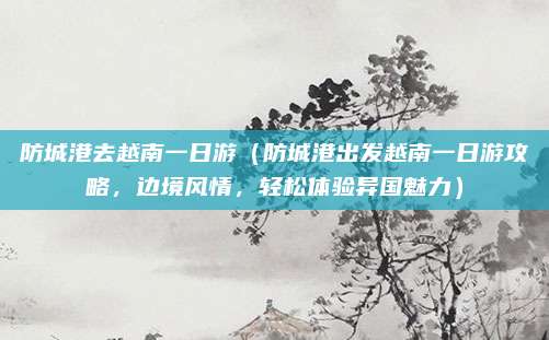 防城港去越南一日游（防城港出发越南一日游攻略，边境风情，轻松体验异国魅力）