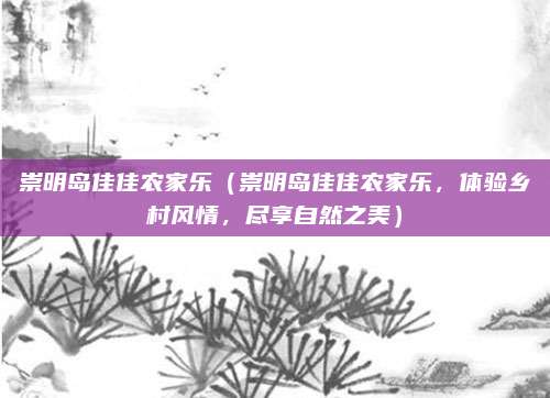崇明岛佳佳农家乐(崇明岛佳佳农家乐,体验乡村风情,尽享自然之美)