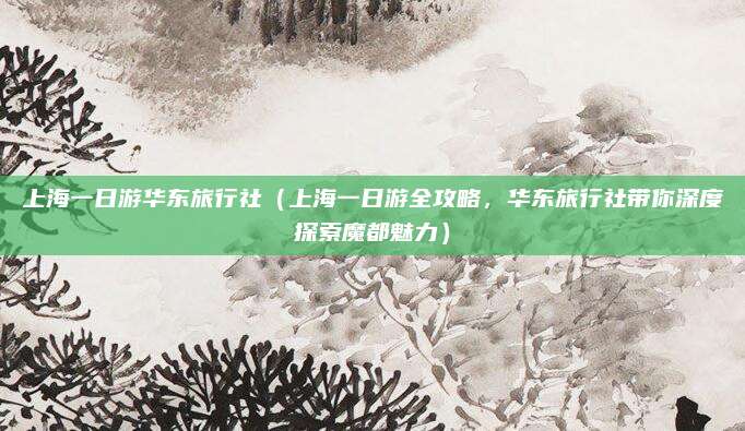 上海一日游华东旅行社(上海一日游全攻略,华东旅行社带你深度探索魔都魅力)