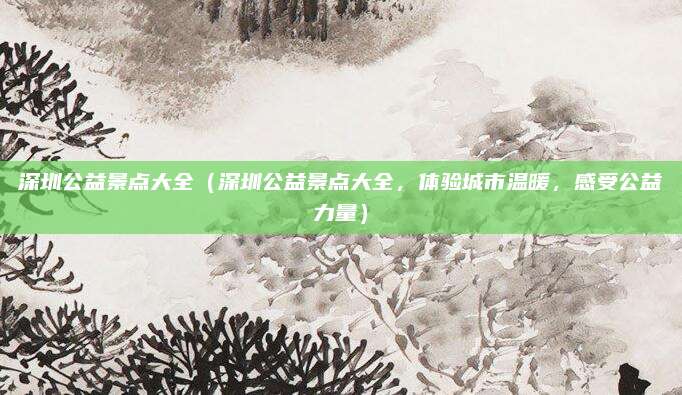 深圳公益景点大全(深圳公益景点大全,体验城市温暖,感受公益力量)