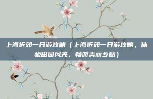 上海近郊一日游攻略(上海近郊一日游攻略,体验田园风光,畅游美丽乡愁)
