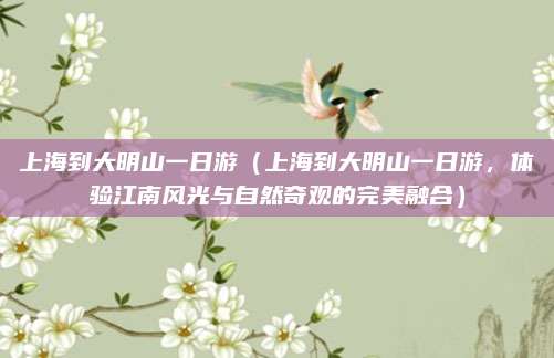 上海到大明山一日游(上海到大明山一日游,体验江南风光与自然奇观的完美融合)