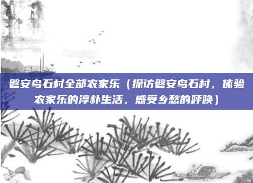 磐安鸟石村全部农家乐(探访磐安鸟石村,体验农家乐的淳朴生活,感受乡愁的呼唤)