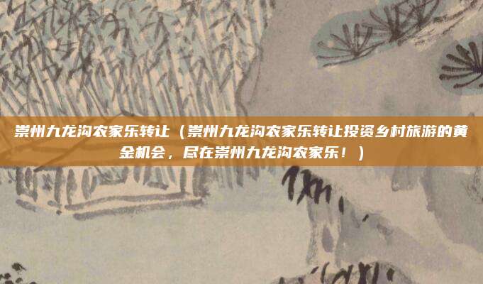 崇州九龙沟农家乐转让(崇州九龙沟农家乐转让投资乡村旅游的黄金机会,尽在崇州九龙沟农家乐!)
