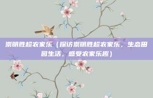 崇明胜超农家乐（探访崇明胜超农家乐，生态田园生活，感受农家乐趣）