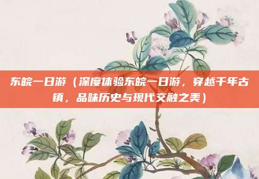 东皖一日游(深度体验东皖一日游,穿越千年古镇,品味历史与现代交融之美)