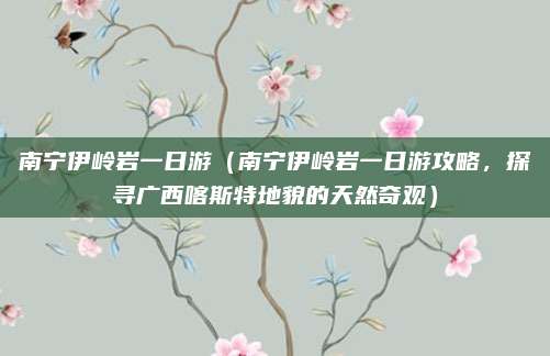 南宁伊岭岩一日游(南宁伊岭岩一日游攻略,探寻广西喀斯特地貌的天然奇观)