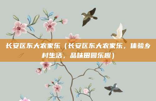 长安区东大农家乐（长安区东大农家乐，体验乡村生活，品味田园乐趣）