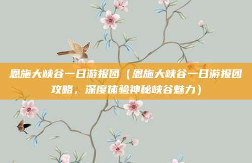 恩施大峡谷一日游报团(恩施大峡谷一日游报团攻略,深度体验神秘峡谷魅力)