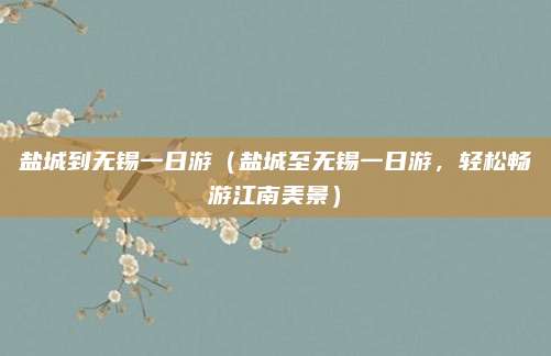盐城到无锡一日游（盐城至无锡一日游，轻松畅游江南美景）