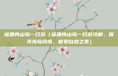 福建舟山岛一日游(福建舟山岛一日游攻略,探寻海岛风情,感受自然之美)