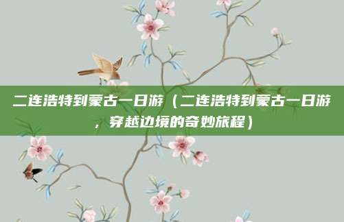 二连浩特到蒙古一日游(二连浩特到蒙古一日游,穿越边境的奇妙旅程)