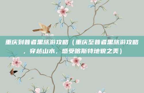 重庆到普者黑旅游攻略(重庆至普者黑旅游攻略,穿越山水,感受喀斯特地貌之美)
