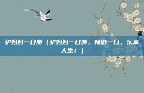 驴妈妈一日游(驴妈妈一日游,畅游一日,乐享人生!)