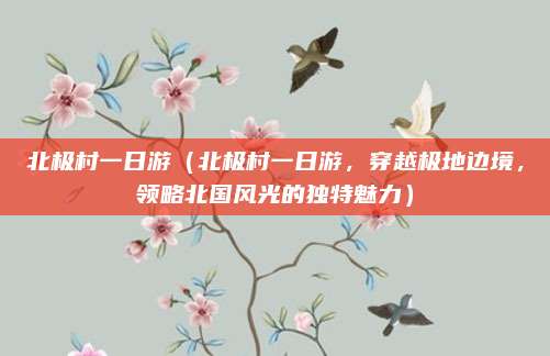北极村一日游(北极村一日游,穿越极地边境,领略北国风光的独特魅力)