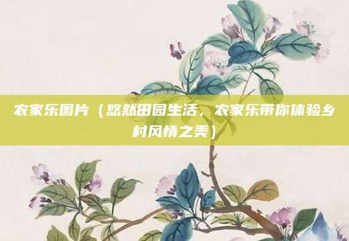 农家乐图片（悠然田园生活，农家乐带你体验乡村风情之美）