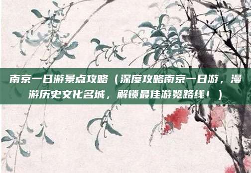 南京一日游景点攻略(深度攻略南京一日游,漫游历史文化名城,解锁最佳游览路线!)
