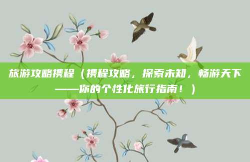 旅游攻略携程(携程攻略,探索未知,畅游天下——你的个性化旅行指南!)