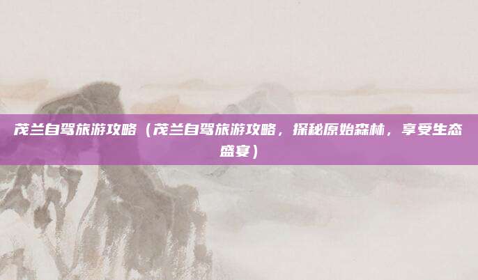 茂兰自驾旅游攻略(茂兰自驾旅游攻略,探秘原始森林,享受生态盛宴)
