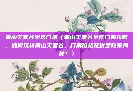 黄山芙蓉谷景区门票(黄山芙蓉谷景区门票攻略,如何玩转黄山芙蓉谷,门票价格及优惠政策揭秘!)