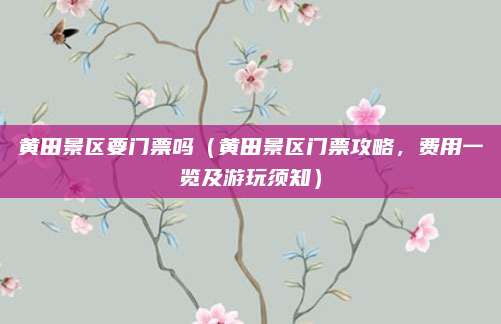 黄田景区要门票吗(黄田景区门票攻略,费用一览及游玩须知)
