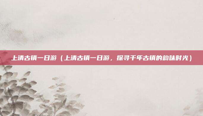 上清古镇一日游(上清古镇一日游,探寻千年古镇的韵味时光)