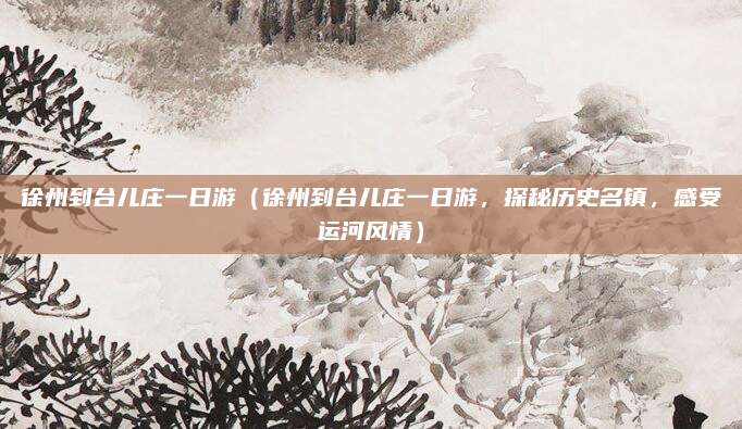 徐州到台儿庄一日游(徐州到台儿庄一日游,探秘历史名镇,感受运河风情)