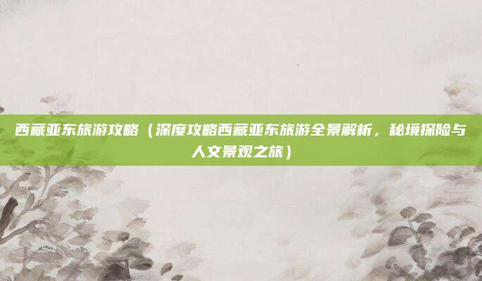 西藏亚东旅游攻略（深度攻略西藏亚东旅游全景解析，秘境探险与人文景观之旅）