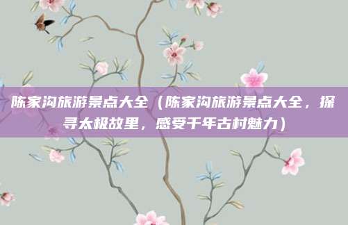 陈家沟旅游景点大全(陈家沟旅游景点大全,探寻太极故里,感受千年古村魅力)