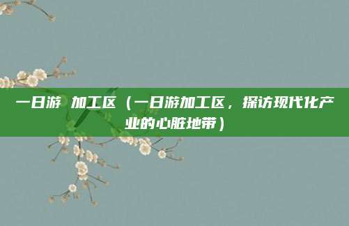 一日游 加工区(一日游加工区,探访现代化产业的心脏地带)