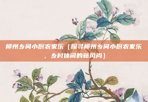 柳州乡间小厨农家乐(探寻柳州乡间小厨农家乐,乡村休闲的新风尚)