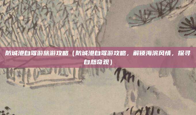 防城港自驾游旅游攻略(防城港自驾游攻略,解锁海滨风情,探寻自然奇观)