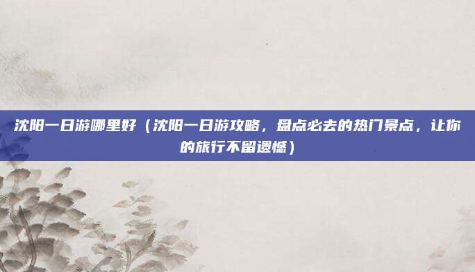 沈阳一日游哪里好(沈阳一日游攻略,盘点必去的热门景点,让你的旅行不留遗憾)