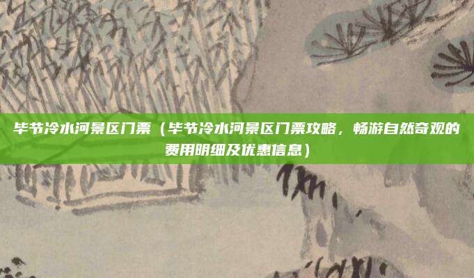毕节冷水河景区门票（毕节冷水河景区门票攻略，畅游自然奇观的费用明细及优惠信息）