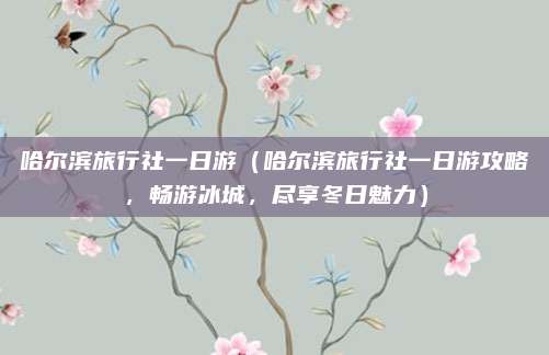 哈尔滨旅行社一日游(哈尔滨旅行社一日游攻略,畅游冰城,尽享冬日魅力)