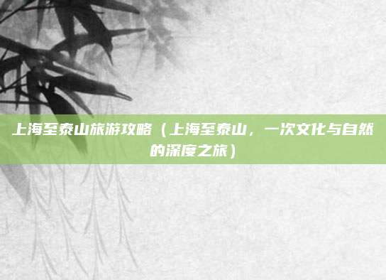 上海至泰山旅游攻略(上海至泰山,一次文化与自然的深度之旅)